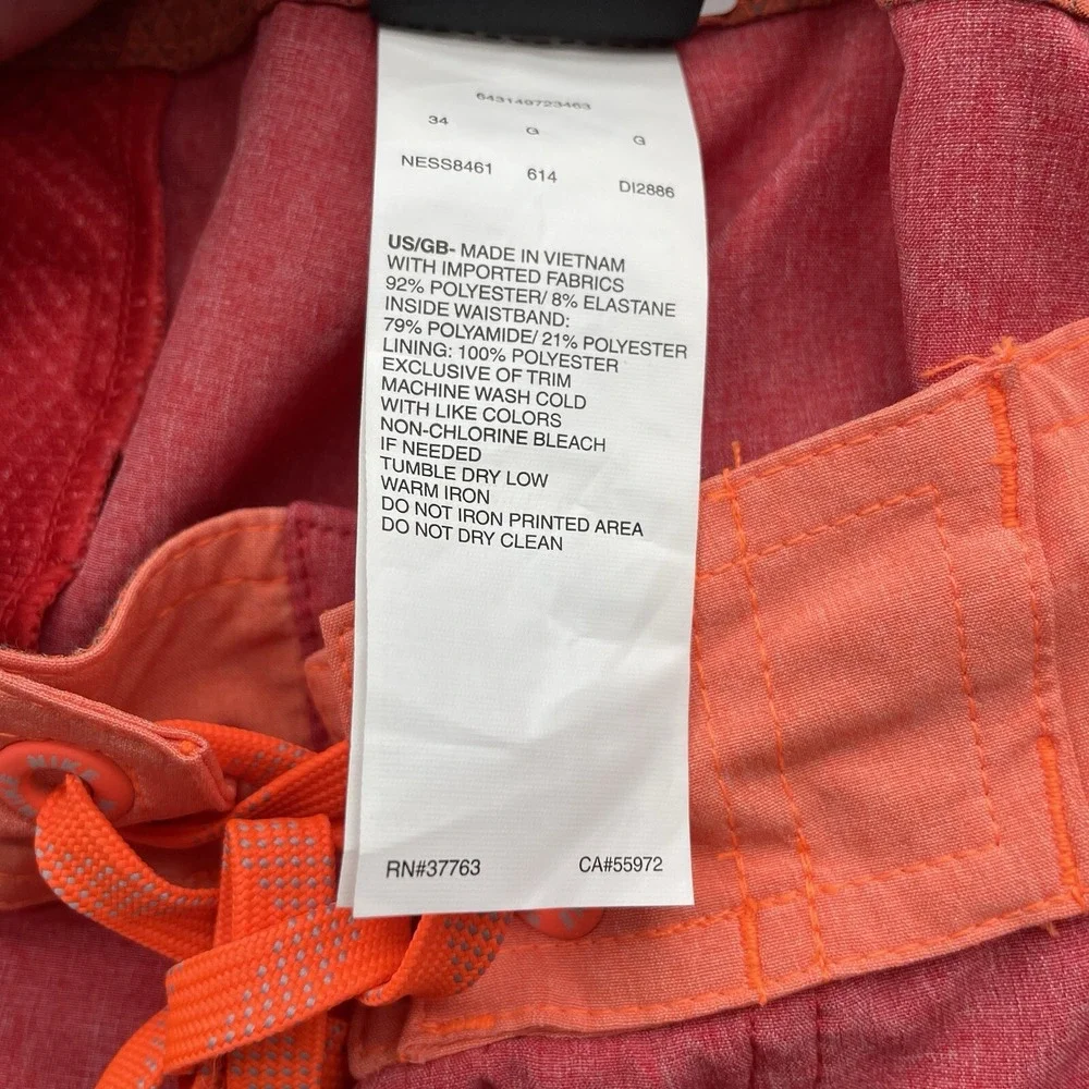 Nike Bathing Suit Mens 34 Red Orange Swoosh Drawstring Swim Shorts Athletic